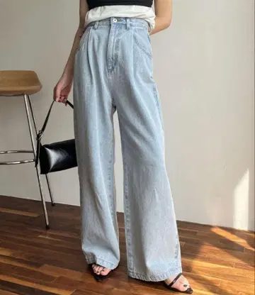 택 포함 새상품 CAPRICIEUX LE'MAGE 턱 와이드 데님