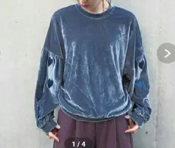 merry jenny 새틴 하트 벨로아 상의 블루 계열 프리