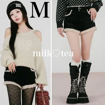 택 포함 새상품 다리치 포인트 보아 코듀로이 숏팬츠 블랙 M