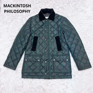 매킨토시 퀼팅 체크 코트 다운 자켓 그린