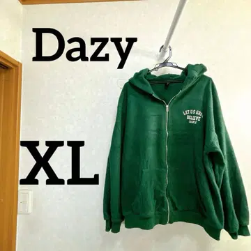 Dazy XL 그린 풀 지퍼 후디 후드티 플리스