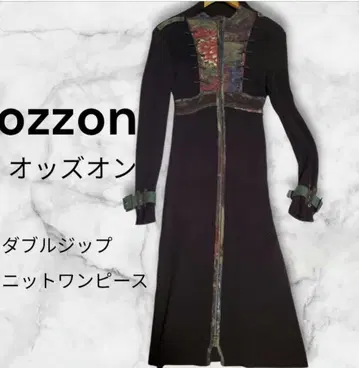 OZZON 개성파 디자인 롱 니트 원피스 더블 지퍼