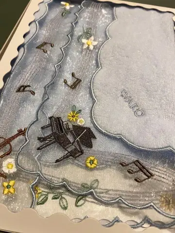 미사용 새상품 WAKO 악기 자수 타월 손수건