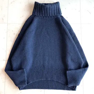 갤러리 바이 터틀넥 풀오버 파인 울 다크 블루 S