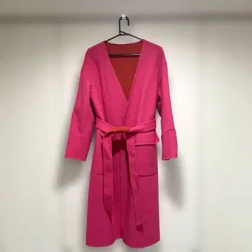 리버서블 롱 코트 여성용 핑크 레드