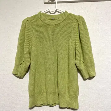 미라 오웬 5부 소매 퍼프 슬리브 니트