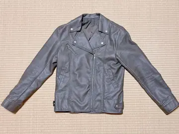 인조 가죽 더블 라이더 자켓 브라운