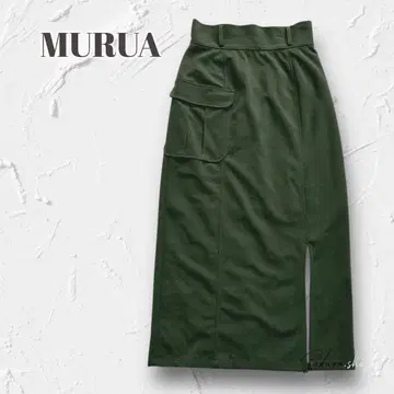 Y5670 [ 무루아 ] 펜슬 스커트 롱 슬릿 타이트 카키 M