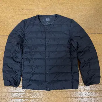 MUJI 경량 다운 노카라 자켓 신사 블랙 L