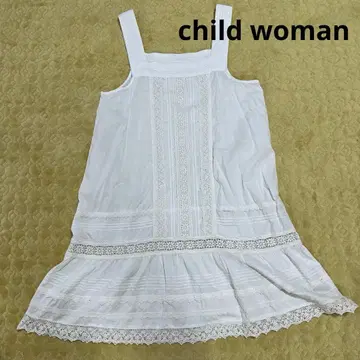 child woman 레이스 화이트 슬리브리스 튜닉 무릎 기장 원피스