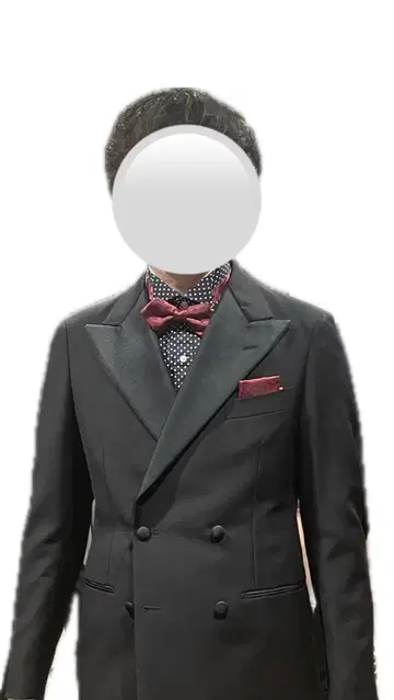 포멀 셔츠 네이비 도트 보타이 세트