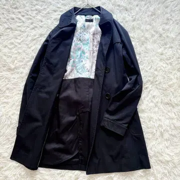 PaulSmith Black 트렌치코트 꽃무늬 벨트 포함 네이비 40