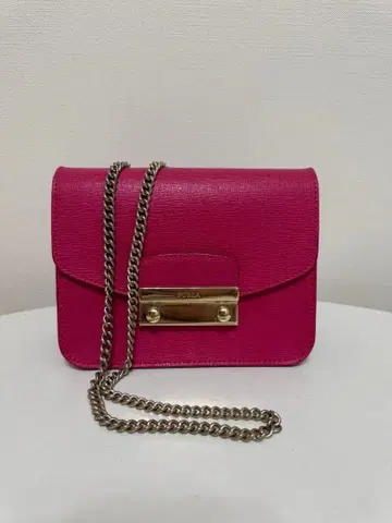 핑크 가죽 숄더백