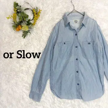 [ 오어슬로우 ] 데님 셔츠 신축성 없음 일본제 슬림 긴팔 캐주얼
