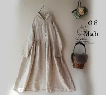 새상품할인 08Mab 아이보리*다중버튼 개더 앞버튼 원피스 린넨1054