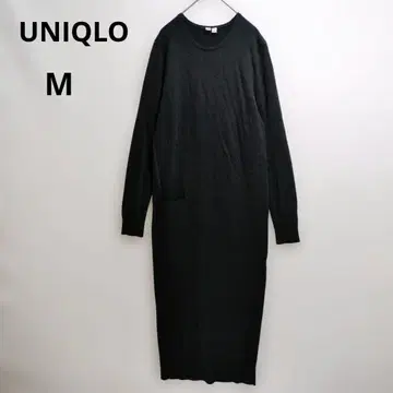 유니클로 롱 니트 원피스 블랙 M 심플