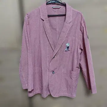 시나코바 얇은 소재 빨간색 체크 자켓