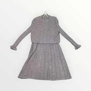 k.three 케이스리 그레이 리브 니트 원피스 셋업 긴팔