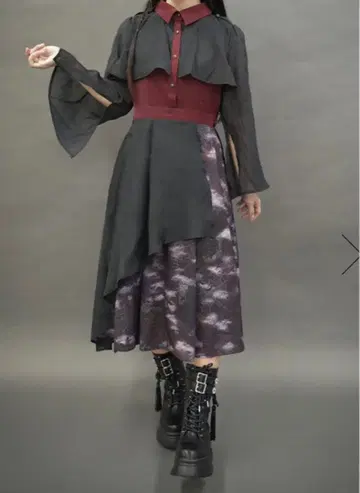 axes femme 다크 로맨스 바이컬러 원피스 와인