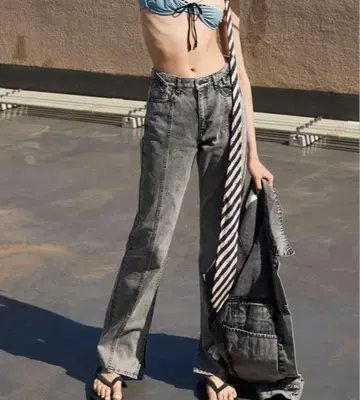 ACLENT 스위칭 슬릿 워시 청바지