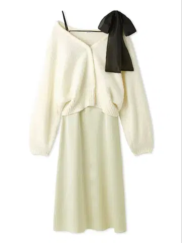FRAYID 가디건 세트 리본 숄더 원피스