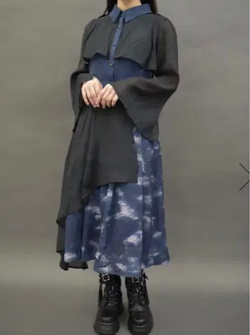 axes femme 다크 로맨스 바이컬러 원피스 블루