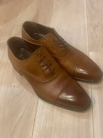 브라운 가죽 스트레이트 팁 비즈니스 슈즈