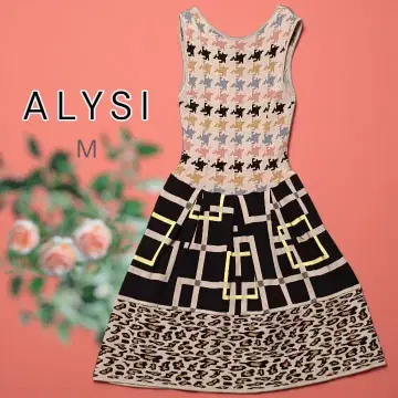 ALYSI(알리시) 니트 원피스 하운드투스 레오파드 M 사이즈