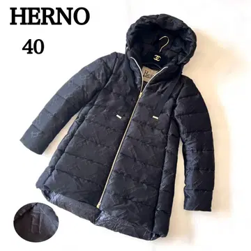 [ 레어 ] HERNO 모노그램 H 로고 리본 2way 다운 코트 블랙