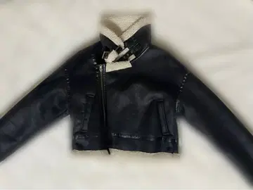 인조 가죽 보아 페이크 무스탕 라이더 자켓 블루종 moment+