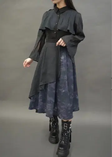 axes femme 다크 로맨스 바이컬러 원피스 블랙