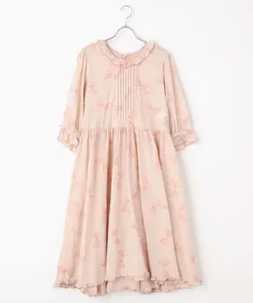 벨벳 리본 프린트 미디 원피스