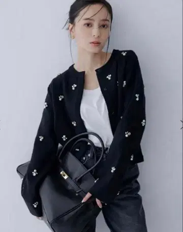 anuans 비쥬 니트 자켓 블랙