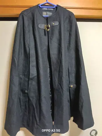 Manteco 제 블랙 케이프 스타일 롱 코트 정크제품