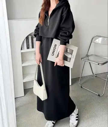 geera 셋업풍 하프 지퍼 속기모 맨투맨 원피스