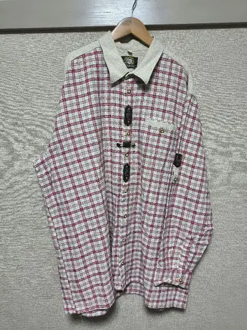 체크 무늬 긴팔 셔츠 XXXL