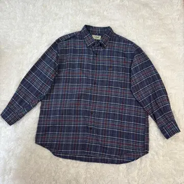 Crocodile 남성용 플란넬 셔츠 XL 체크 네이비 면 코튼