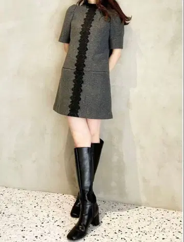 MERCURYDUO 바이컬러 레이스 미니 원피스