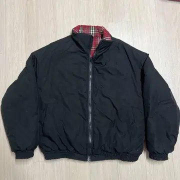 블랙 봄버 자켓 빨간색 체크 안감