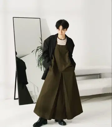 ADAM ET ROPE' 와이드 턱 오버롤 스커트