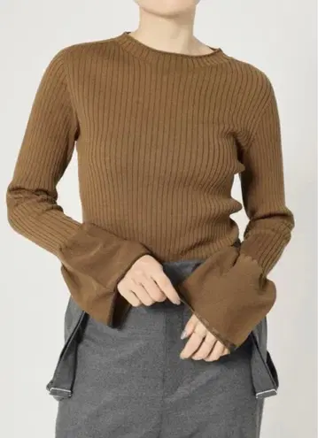 IENA 커프 폼 리브 니트 브라운
