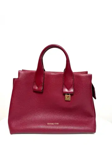 MICHAEL KORS 버건디 가죽 토트백