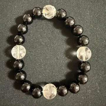 [ 사신수 은조각 수정 ] 블랙 오닉스 파워스톤 남성용 팔찌 블랙