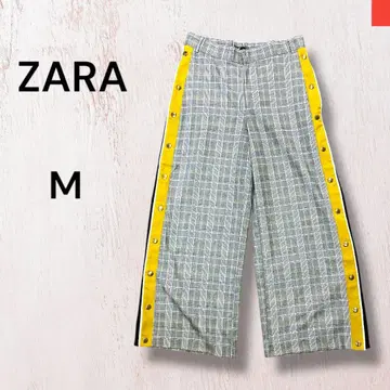 ZARA 스냅 버튼 와이드 레그 팬츠 아무로 나미에 M 체크 무늬