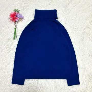 보쉬 터틀넥 니트 스웨터 38 울 100% 블루 스테디셀러