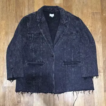 오버 사이즈 데미지 데님 블레이저 자켓 블랙