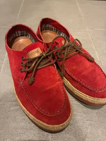 스테파노 로시 빨간색 스웨이드 신발