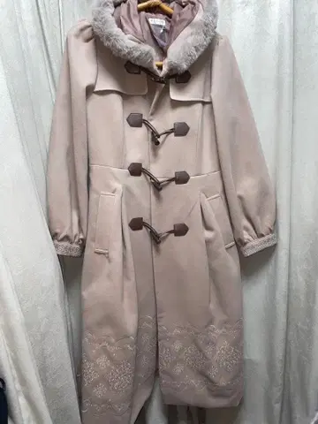 axes femme 패널 자수 더플 코트 베이지 핑크 베이지