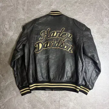 [레어] 할리데이비슨 가죽 바시티 자켓 블랙 L 빈티지