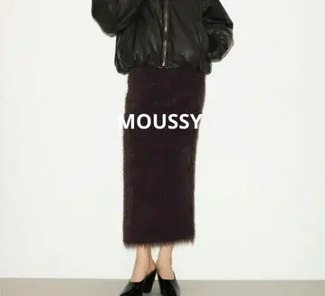 MOUSSY 샤기 니트 스커트 블랙